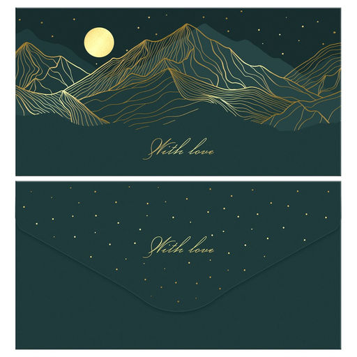 Цена за 3 шт. Конверт для денег MESHU "Без текста" (MS_65049) "Mountains", матовая ламинация, фольга