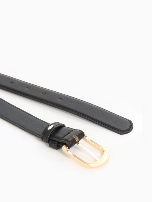 Ремень женский, 110×2.8 см, классическая пряжка металл, золотистая, чёрный