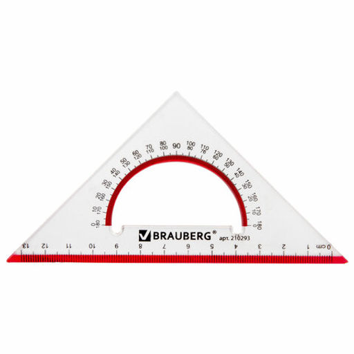 Треугольник пластиковый, угол 45, 13 см, BRAUBERG "Crystal", Цена за 4шт.