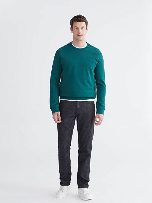 Bisiklet Yaka Erkek Kal?n Sweatshirt