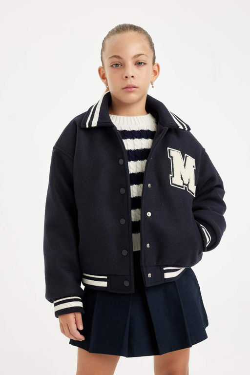 Пальто с воротником на молнии для девочек - Defacto фото 8