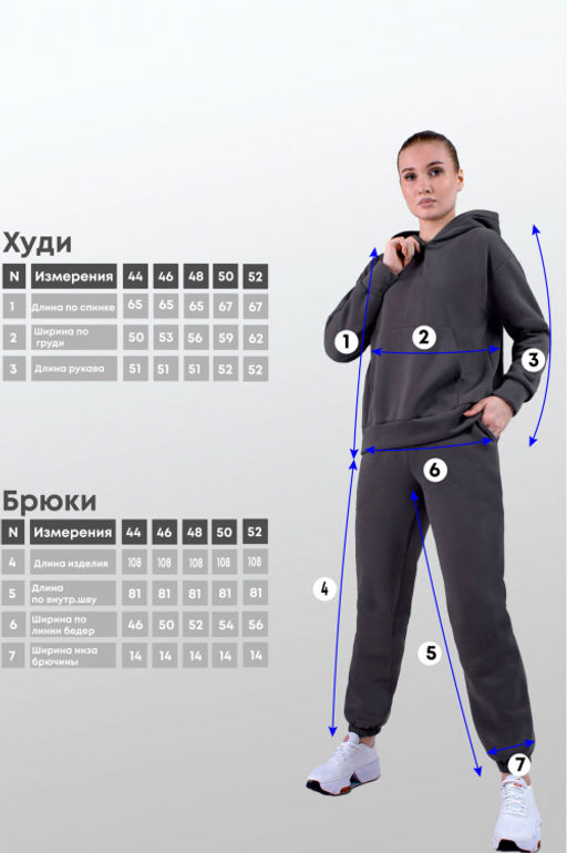 Арт.2904 Костюм женский с начесом 44-52 (5 шт) Цвет:темно-серый - Калинка фото 4