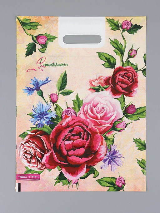 Цена за 25 шт. Пакет "Ренессанс, полиэтиленовый с вырубной ручкой 30х40 см, 60 мкм