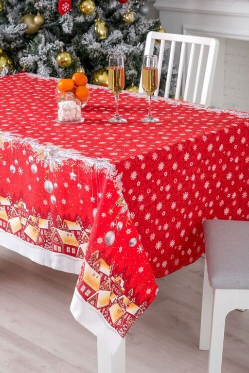 Скатерть Новогодняя ночь-красн. 150*220см. рогожка хлопок 100% - Лен поволжья фото 2