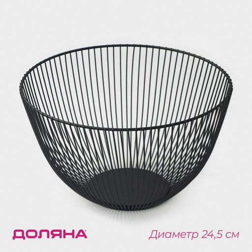 Фруктовница Доляна, 24.5×24.5×14 см, чёрная