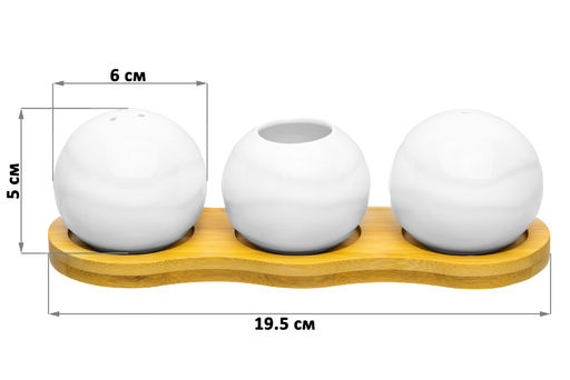 Вазочка под зубочистки + набор для специй 2 пр. 19,5*7*6 см 75 мл Айсберг волны на дер. подст. - Elan gallery фото 13