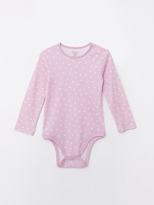 Bisiklet Yaka Uzun Kollu Desenli K?z Bebek ??t??tl? Body 2li - Waikiki фото 2