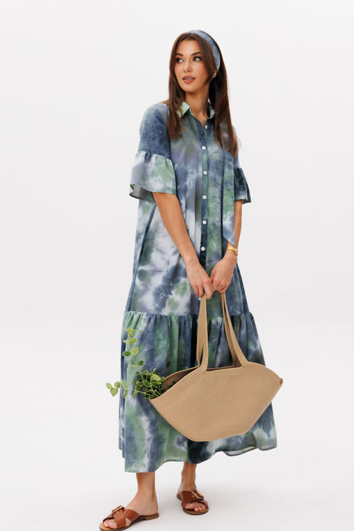 Платье Lars Style 1108 изумрудный мульти-принт