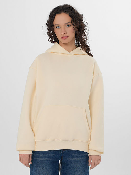 Худи женское бежевое из футера с начесом