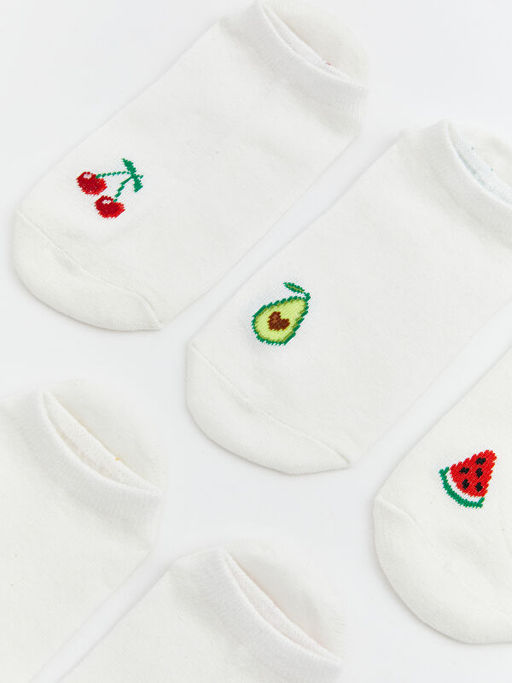 Meyve Bask?l? Kad?n Patik ?orap 5li