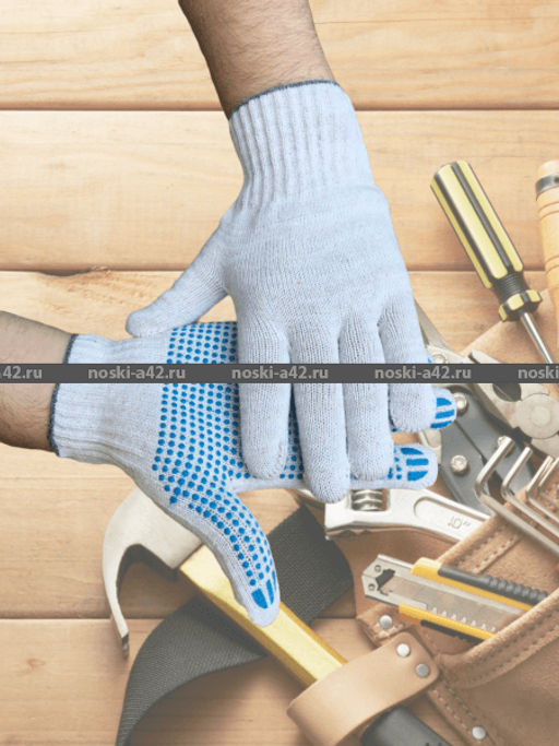 Цена за 10 пар. Перчатки рабочие хб с ПВХ - 10 класс, 5-и нитка СТАНДАРТ БЕЛЫЕ - For you фото 2