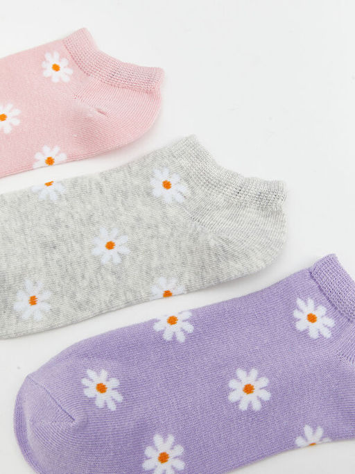 ?i?ekli K?z ?ocuk Patik ?orap 5li