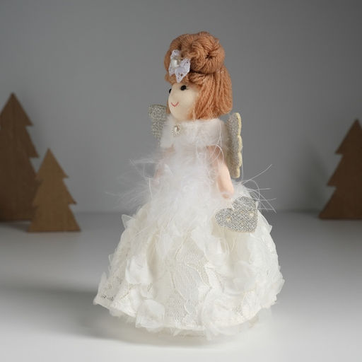 Интерьерная кукла текстильная Ангелочек в белом цветочном платье, 8?7?16.5 см