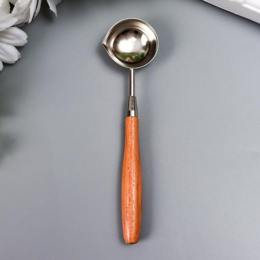 Ложка для плавления сургуча и воска, металл с ручкой из дерева, 11 г, 12×2.8 см