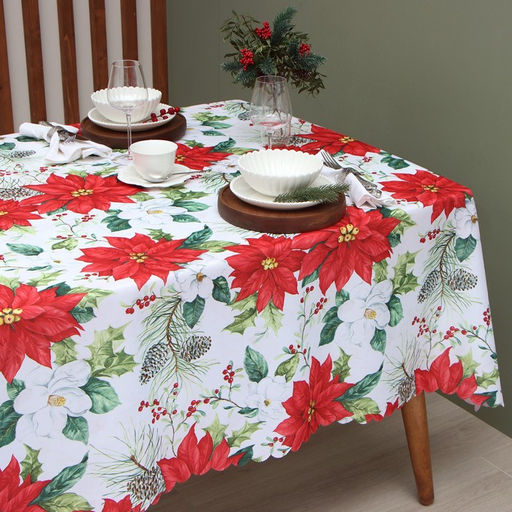 Скатерть Доляна Рождественские цветы 110*145 см, 100% п/э  фото 2