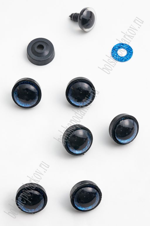 Фурнитура "Глазки для игрушек" 16 мм, с заглушками (20 шт) SF-6094, синий №1