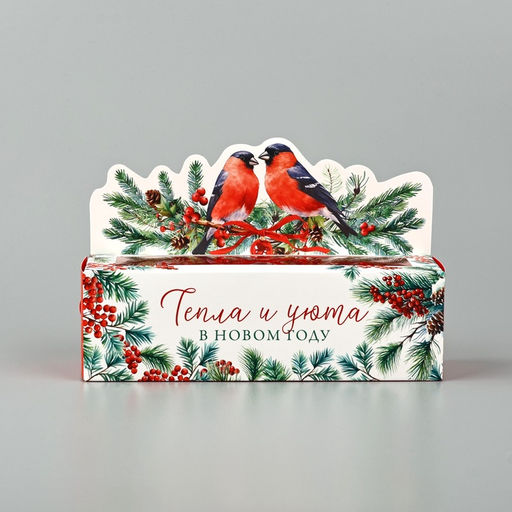 Цена за 5 шт. Коробочка для макарун новогодняя «Снегири», 18×5.5×5.5 см