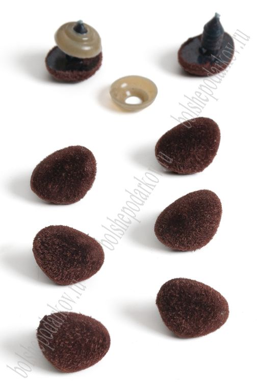 Фурнитура "Носики для игрушек бархатные" 17*13 мм, с заглушками (50 шт) SF-6101, коричневый №2
