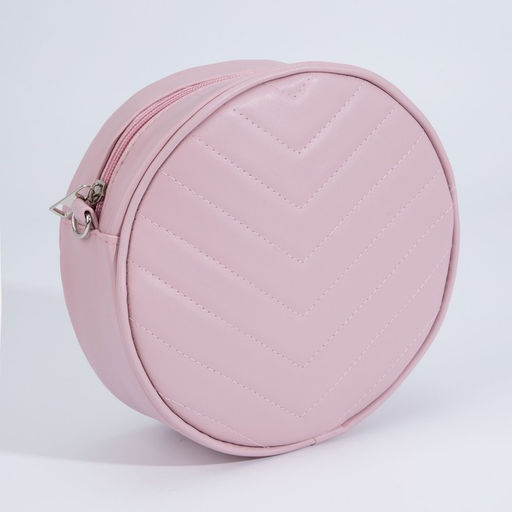 Сумка женская круглая из искусственной кожи, 18×18 см, розовая