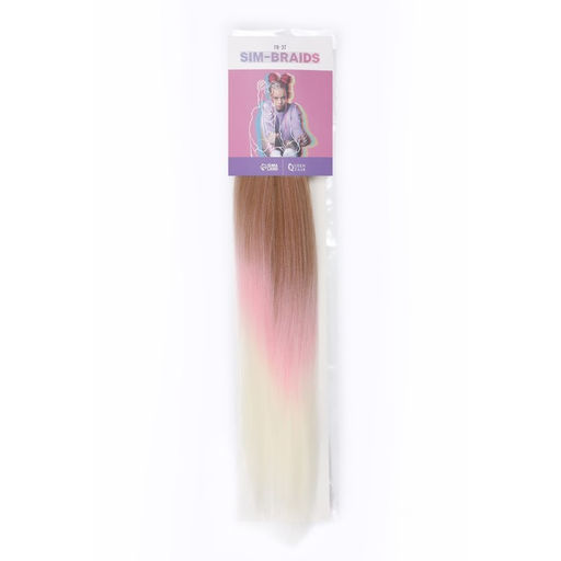 SIM-BRAIDS Канекалон трёхцветный, гофрированный, 65 см, 90 гр, цвет русый/розовый/белый(#FR-37) - Queen fair фото 3