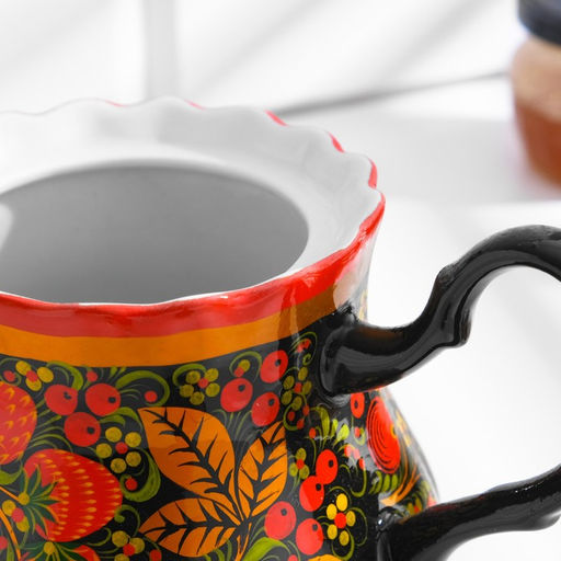 Чайник керамика «Яркий», 800 мл, хохлома