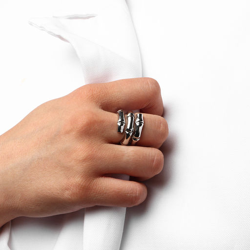 Кольцо металл Тренд бамбук, цвет серебро, размер 16 - Qf фото 3