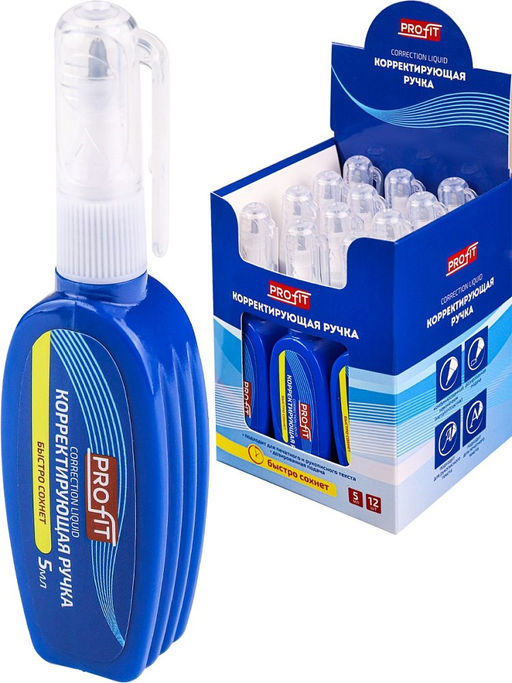 Цена за 3 шт. Ручка-корректор Profit 5мл., пластиковый наконечник (К-9422)