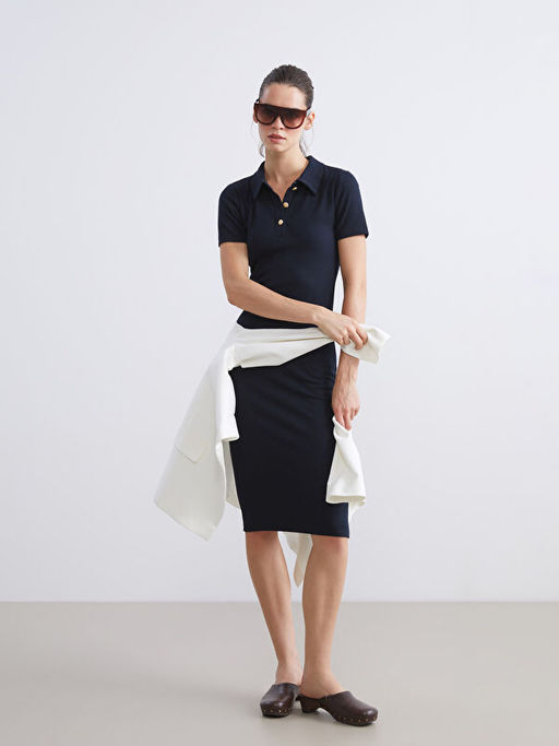 Polo Yaka Fitilli Elbise