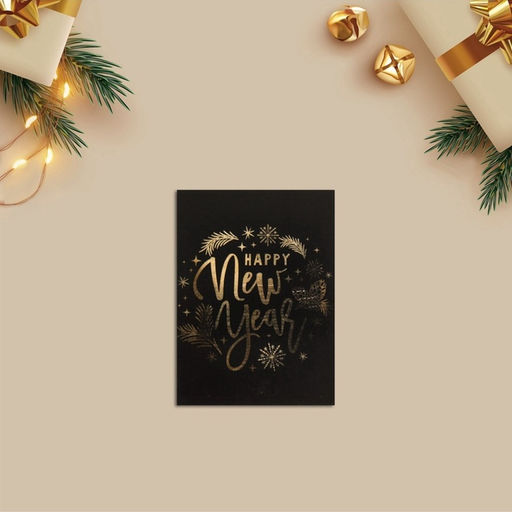 Цена за 20 шт. Открытка-мини новогодняя Happy New Year, 8×6 см