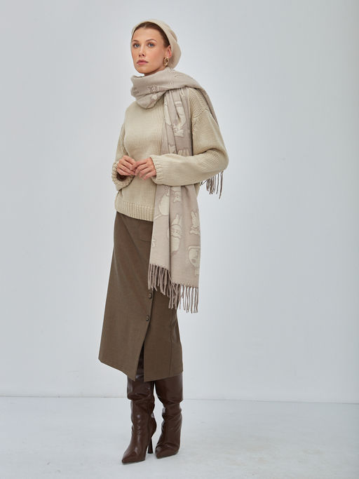 В составе шерсть. Большой теплый двусторонний палантин - Tantino фото 4