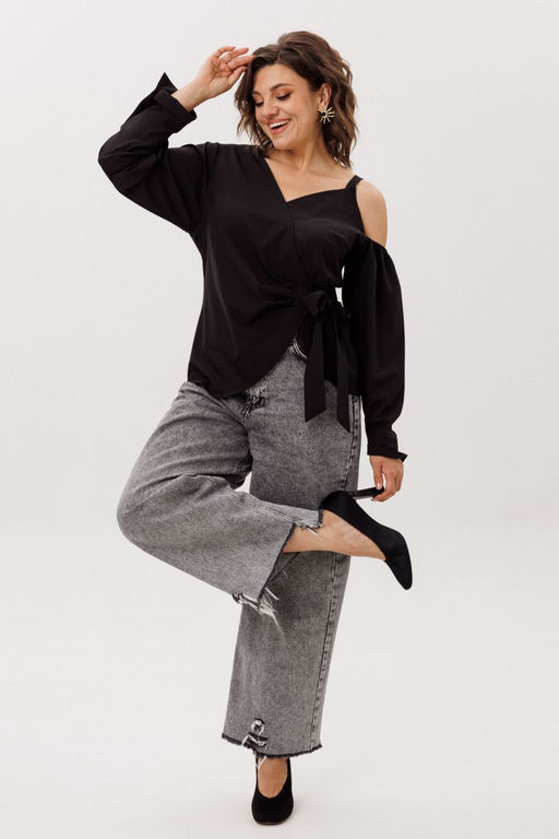 Блуза ANELLI 1760 черная орхидея