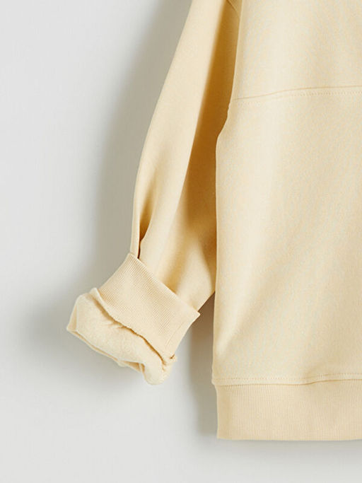 Dik Yaka Bask?l? K?z ?ocuk Sweatshirt