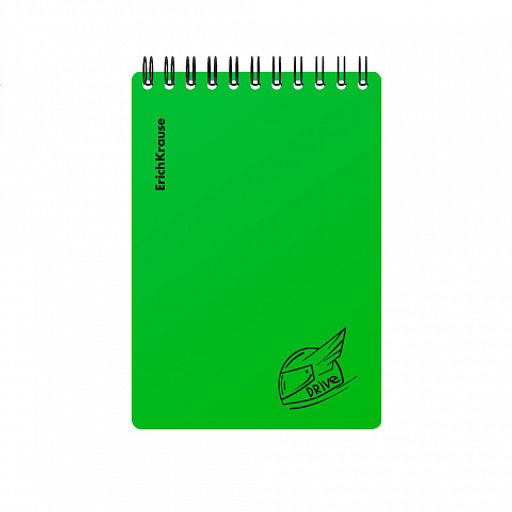 Цена за 5 шт. Блокнот с пластиковой обложкой на спирали ErichKrause Motion, зеленый, A6, 80 листов, клетка  фото 2