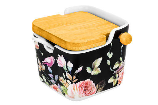 Банка д/сыпучих продуктов 250 мл 12*9,5*9 см Певчие птички на черном NEW BONE CHINA - Elan gallery фото 16