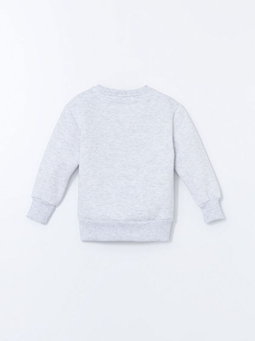 Bisiklet Yaka Bask?l? Erkek ?ocuk Sweatshirt