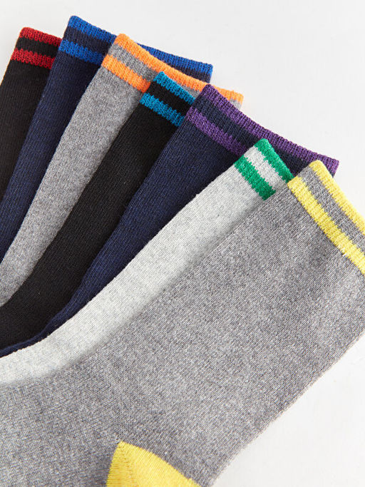 Renk Bloklu Erkek ?ocuk Soket ?orap 7li