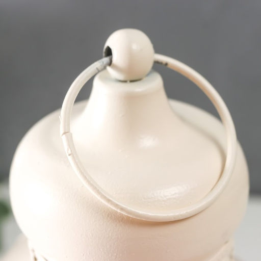 Металлический подсвечник-фонарь на 1 свечу «Цветущие вензеля», стекло, d=10 см, белый, 13.5×15×29 см