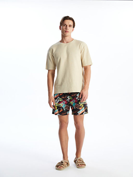 K?sa Boy Desenli Erkek Deniz ?ortu