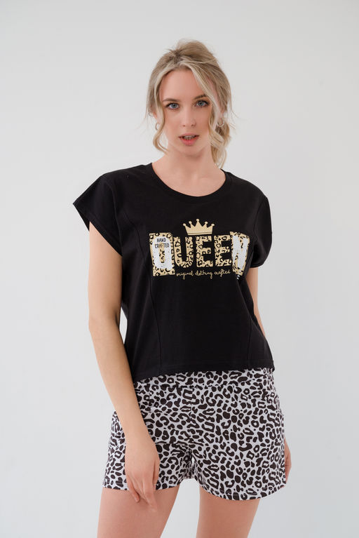 Пижама женская из футболки и шорт из кулирки Сафари белый - Амадэль фото 7