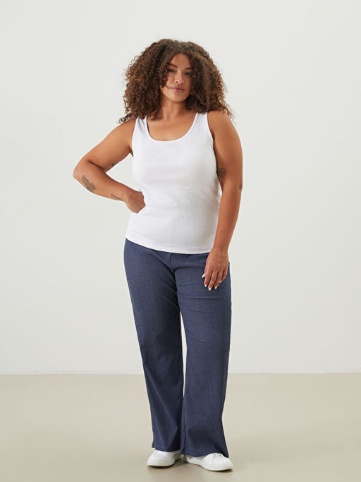 Beli Lastikli ?izgili Kad?n Pantolon