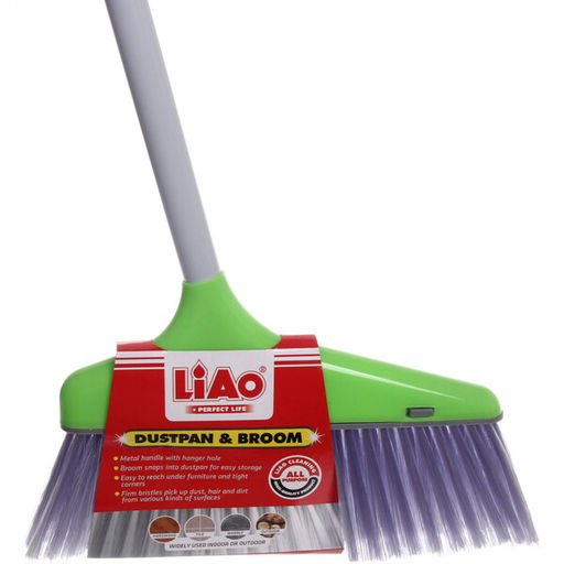 Набор для уборки, щетка для пола с совком зеленый