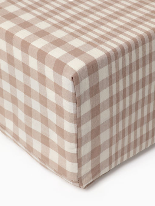 Простыня Этель Beige cage 180×200+30 100% жатый хлопок 140 г/м2