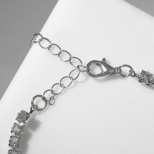 Колье Драгоценность квадрат, бело-красное в серебре, 36 см