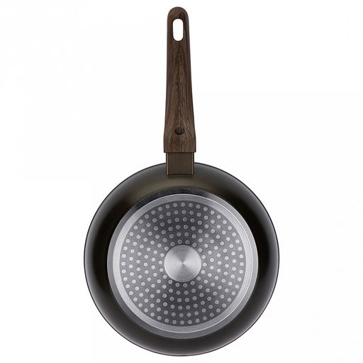 Сковорода с двухслойным антипригарным покрытием Terra д20см, h4,5см, s2,6мм, дно s3,1мм, индукционное дно д14см, кованный алюминий, бакелитовая ручка с покрытием soft-touch, имитирующим текстуру дерева, Regent (Китай) Подходит для всех видов пл - Домашняя мода фото 3