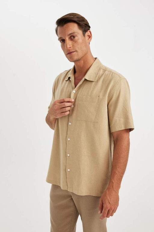 Рубашка с короткими рукавами и воротником-поло Relax Fit - Defacto фото 3