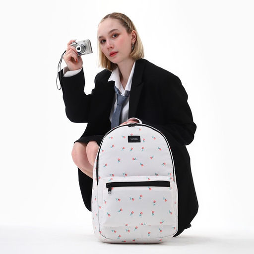 Рюкзак школьный текстильный Цветы, 42?14?28 см, белый - Nazamok фото 8