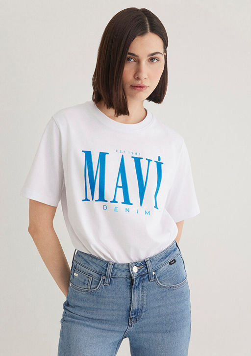 Mavi Logo Bask?l? Beyaz Tisort  фото 2