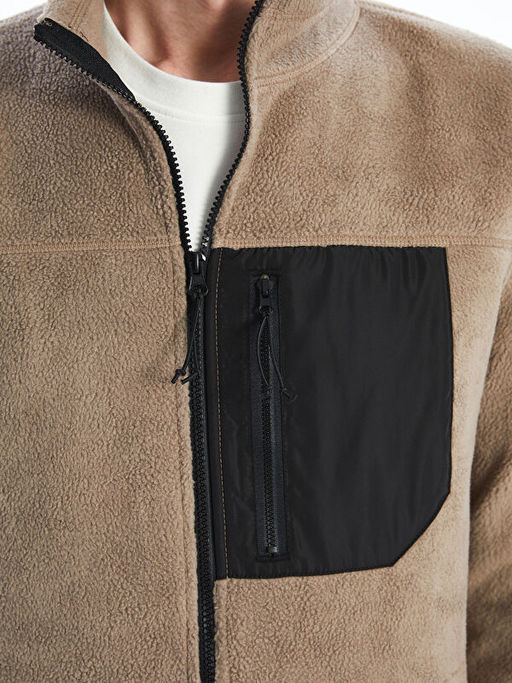 Dik Yaka Uzun Kollu Polar Erkek Fermuarl? Sweatshirt