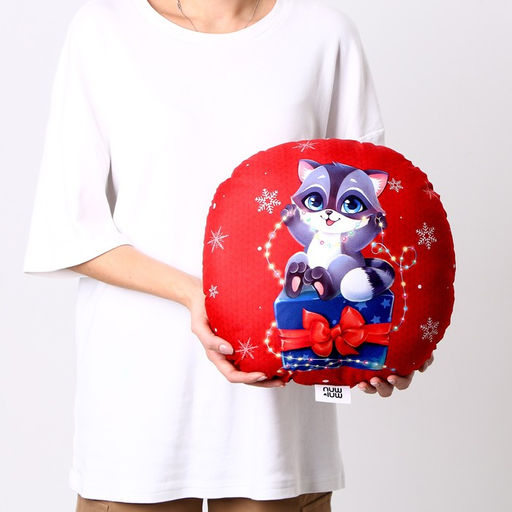 Подушка круглая Енот с подарком - Mni mnu фото 6