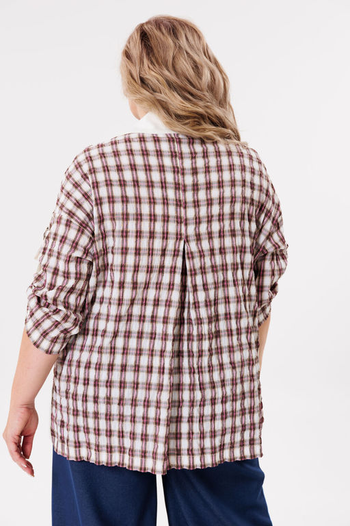 Блуза Michel Chic 751/1 клетка, бежевый  фото 4